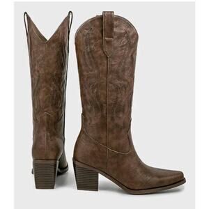 Pasuot Western Cowboy Boots for Women - Calf High Embroidered Cowgirl Boots...